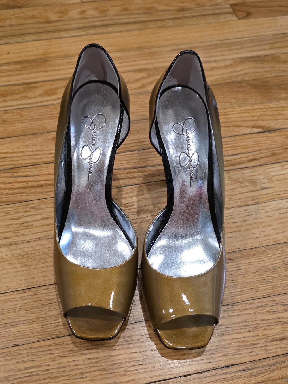 Jessica Simpson Josette Orange And Black Ombre Patent Leather Stiletto Pumps